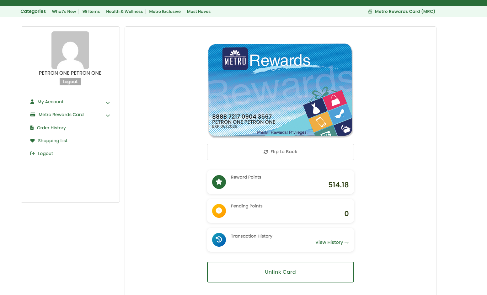 MRC Rewards Dashboard showing 514.18 points