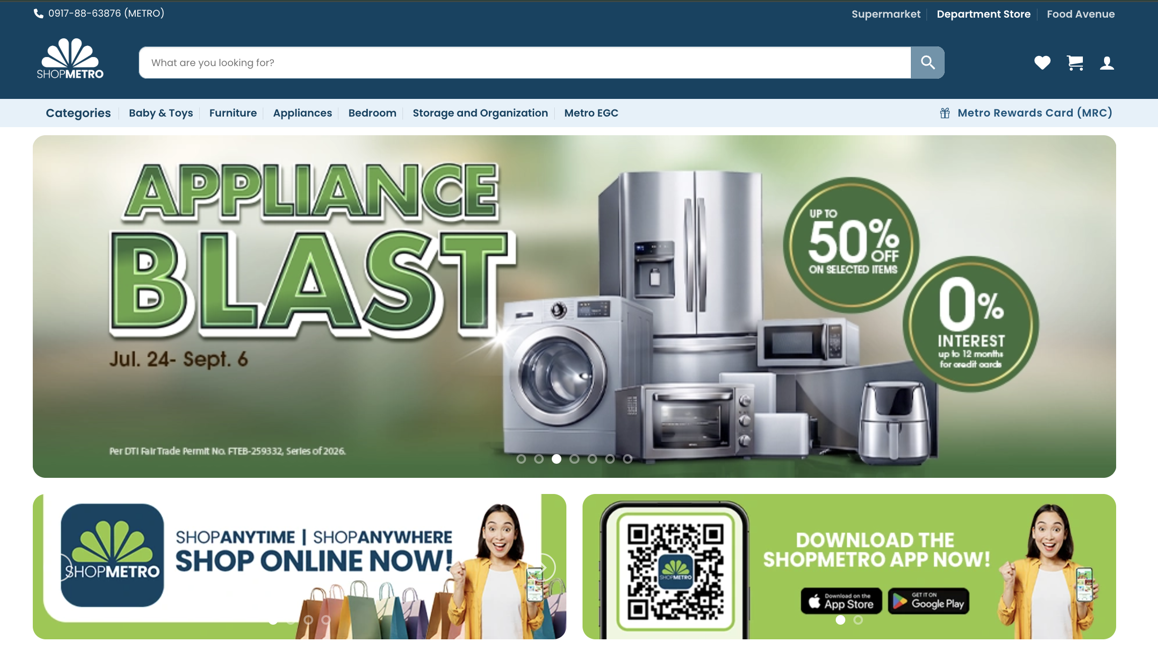 ShopMetro Department Store landing page