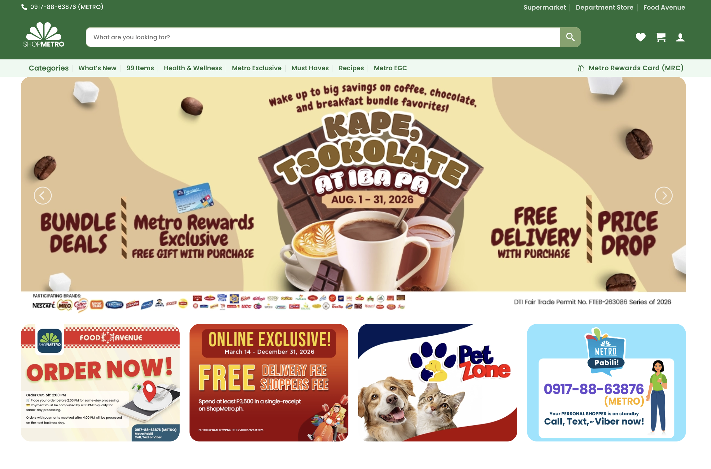 ShopMetro Supermarket landing page
