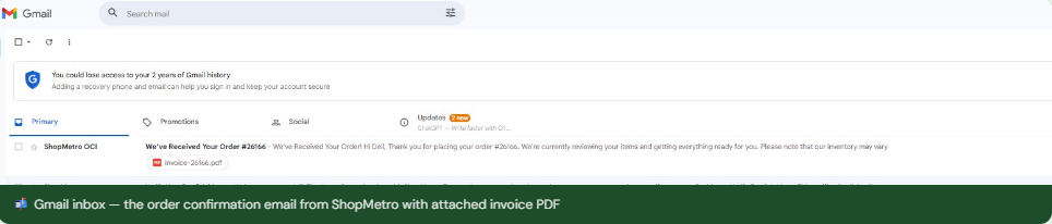 Confirmation email inbox