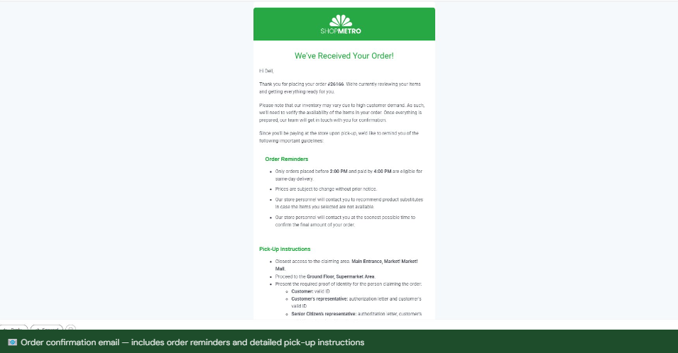 We have received your order email