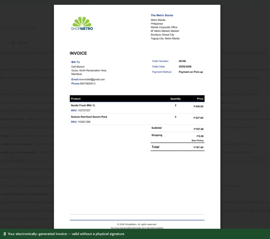 PDF Invoice attachment