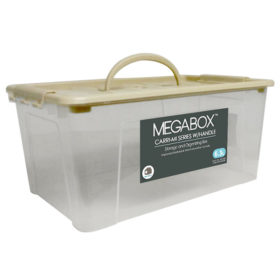 Megabox Storage Box with Handle 9L Transparent Mocha
