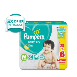 Pampers Baby-Dry Value Pack Medium 34Pcs
