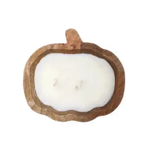 Scented Candle In Wooden Holder Vanilla Scent