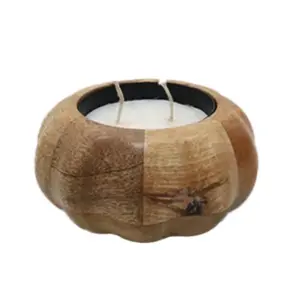 Scented Candle In Wooden Holder Vanilla Scent