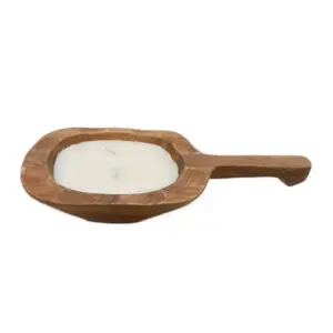 Scented Candle In Wooden Holder Vanilla Scent