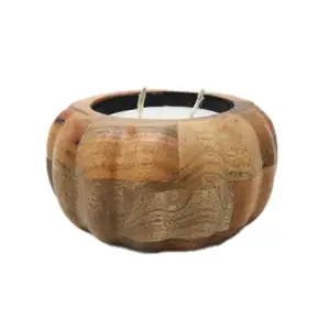 Scented Candle In Wooden Holder Vanilla Scent