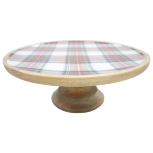 Whitman Footed Tray Checkered Pattern Mango Wood 12" x 4.5"