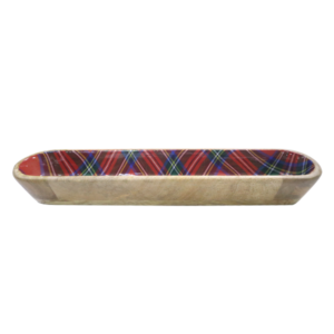 Whitman Serving Platter Checkered Pattern Mango Wood 15" x 3" x 2"