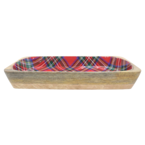 Whitman Serving Platter Checkered Pattern Mango Wood 12" x 4.75 x 2"