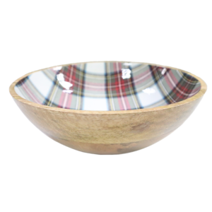 Whitman Serving Bowl Checkered Pattern Mango Wood 10.5" x 4"