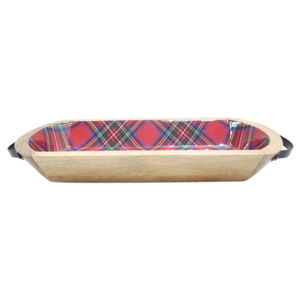 Whitman Serving Platter Checkered Pattern Mango Wood 17" x 6.5" x 2.75"