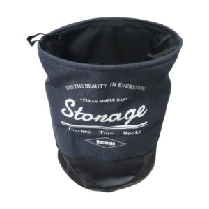 Laundry Hamper Round With Handle And Lining - Blue