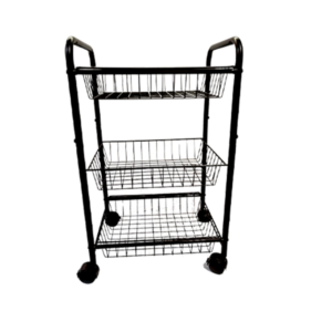 Metal Trolley 3 Tier Removable Basket Black