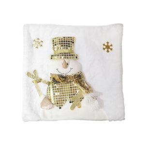 Alternative view of Throw Pillow Case Sequin Christmas Snowman White