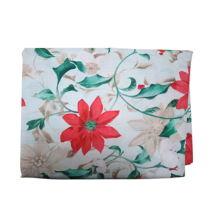 Alternative view of Poinsettia Print Tablecloth 140x220cm | 4-Seater Dining Table Cover | White & Red