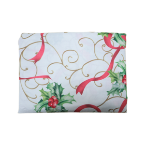 Alternative view of Christmas Tablecloth with Ribbon Design 140x140cm | 4-Seater Dining Table Cover | White & Red
