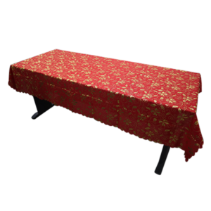 Christmas Metallic Tablecloth 140x220cm | 6-Seater Table Cloth | Red