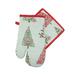 Glove Potholder Set Christmas Red