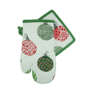Glove Potholder Set Christmas Green