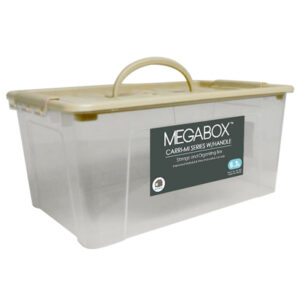 Megabox Storage Box with Handle 9L Transparent Mocha 20 x 29 x 15cm