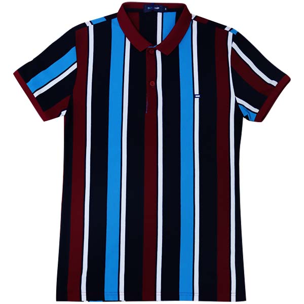 Blue Camp Polo Shirt Vertical Stripe w/ Blue Camp Logo