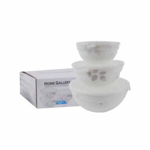 Home Gallery Bowl Set Opal 3Pc with Plastic Cover Ome Gallery Bowl Set 3Pc with Plastic Cover Stackable Opal (4.2/5/6In)