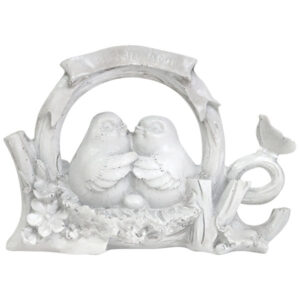 Polyresin Garden Figurine 2 Birds:Natural