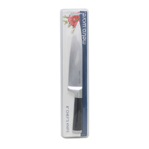 Metroware Chef Knife 8"  Ss 420, 2.5Mm, Ss Hollow Handle With Black Rubber Coating