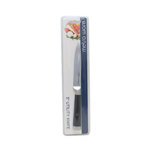 Metroware Utility Knife 5"  Ss 420, 2.0Mm,  Ss Hollow Handle With Black Rubber Coating
