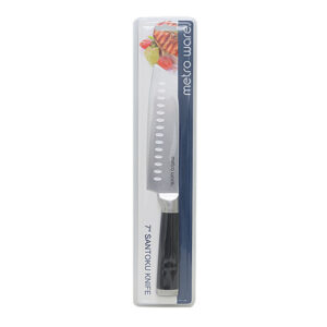 Metroware Santoku Knife  7"  Ss 420, 2.5Mm, Ss Hollow Handle With Black Rubber Coating