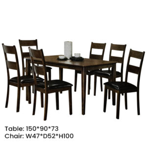 Alternative view of Dining Set 6's Leather Cushion Light Brown