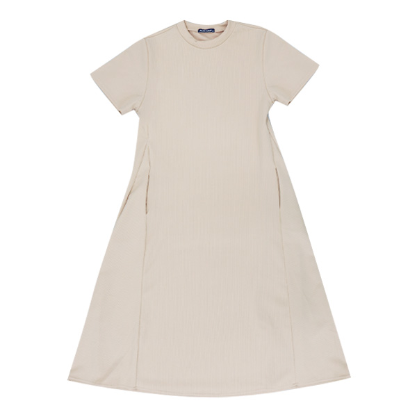 Blue Camp Ladies Midi Dress With Side Pocket - Beige