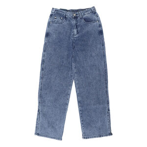 Blue Camp Girls Teen Wide Denim Pants With Slit - Denim