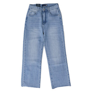 Blue Camp Girls Teen Wide Denim Pants With Slit - Denim