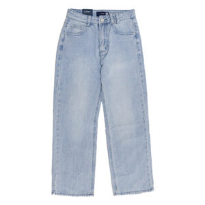 Blue Camp Girls Teen Wide Denim Pants With Slit - Denim