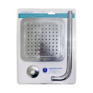 Eurostream Shower Head Square With Arm Chrome Plated