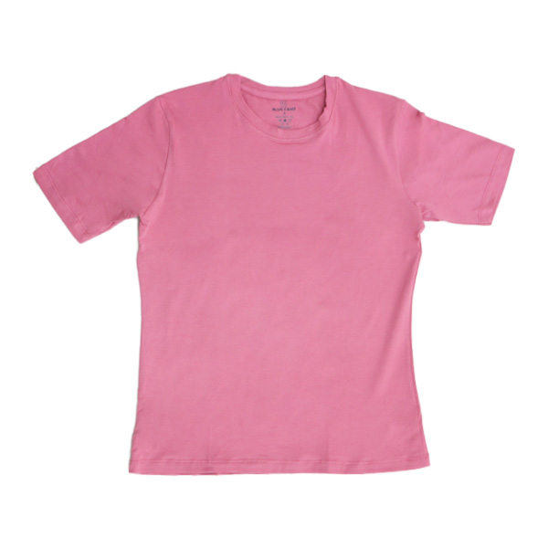 Blue Camp Ladies Round Neck Short Sleeve Basic T-Shirt - Light Rose