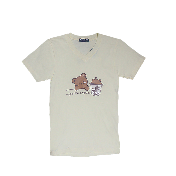 Blue Camp Boys Teens Wear Round Neck Printed Tee - Cream - BCT-DGN24114