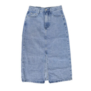 Blue Camp Ladies Long Denim Skirt With Front Slit - Denim Blue