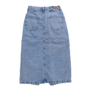 Alternative view of Blue Camp Ladies Long Denim Skirt With Front Slit - Denim Blue