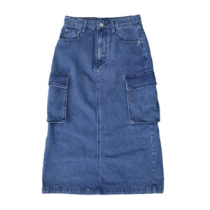 Blue Camp Ladies Long Skirt Cargo Denim - Denim Blue