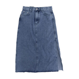 Blue Camp Ladies Long Denim Skirt With Side Slit - Denim Blue