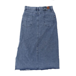 Alternative view of Blue Camp Ladies Long Denim Skirt With Side Slit - Denim Blue