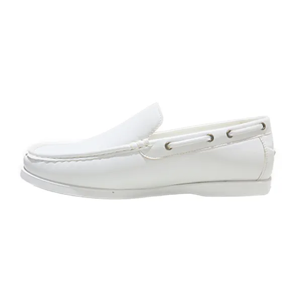 Maco Mens Casual Loafers Boat Shoes White - HS2013-12