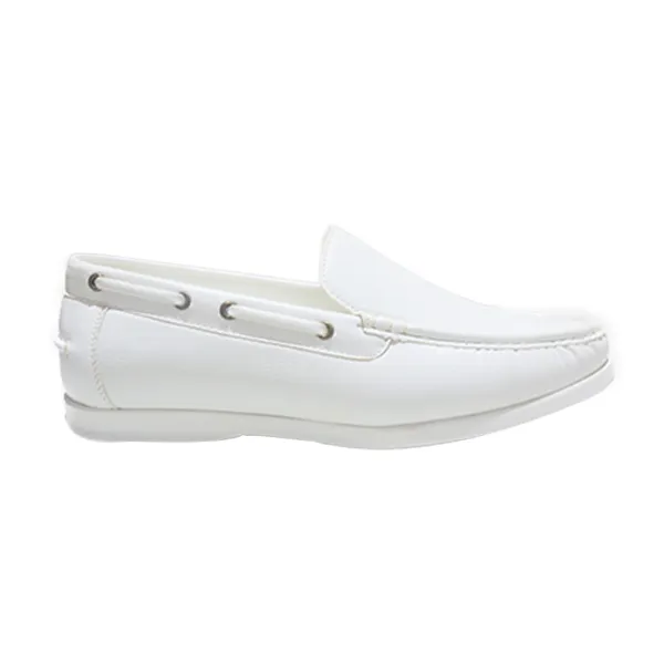 Maco Mens Casual Loafers Boat Shoes White - HS2013-12 - Image 3