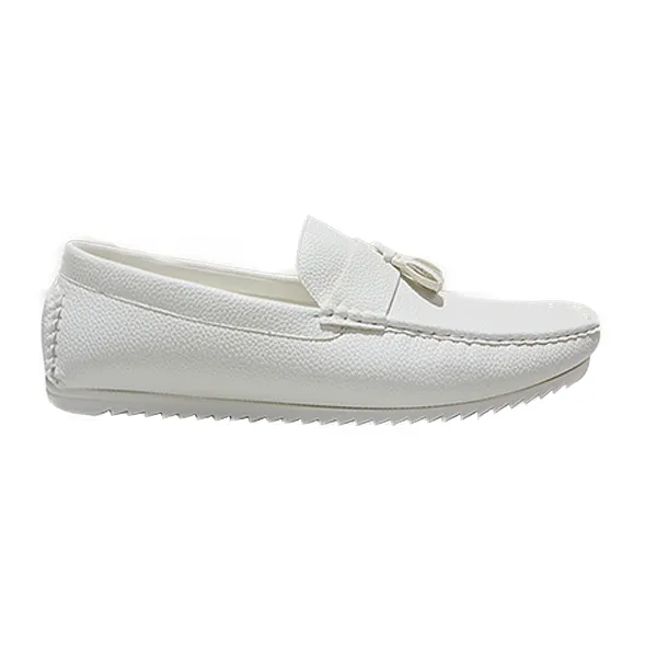 Maco Mens Casual Loafers Moccasins White - 444-1 - Image 3
