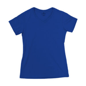 Blue Camp Girls Teens V-Neck T-Shirt Plain - Blue
