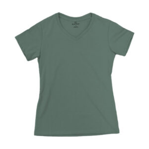 Blue Camp Girls Teens V-Neck T-Shirt Plain - Olive Green